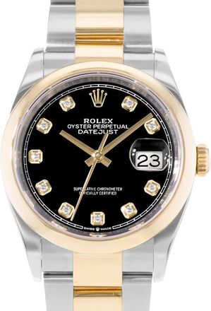 Rolex Pre-owned Rolex Datejust 36 Automatic Chronometer Diamond Black Dial Mens Watch 126203 BKDO