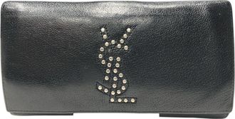 Saint Laurent Black Leather Long Wallet (Tri-Fold) (Pre-Owned)