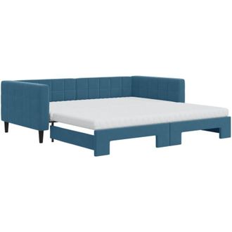 vidaXL Sof&aacute; Cama Nido Con Colch&oacute;n Terciopelo Azul 100x200 Cm Vidaxl