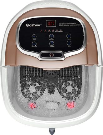 Costway Ba&ntilde;era Para Pies Masajeador De Ba&ntilde;os Para Pies El&eacute;ctrico Temporizador De 10-60 Minutos / 35-48 &deg; / 500w Con Rodillo De Masaje (caf&eacute;) - Costway