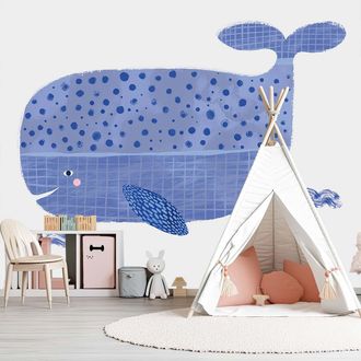 HEXOA Papel pintado infantil ballena azul 312x270cm
