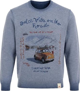 Bob Reversible Wool Jersey - Heren - Ronde hals truien - Blauw - M - Wol - Truien & Vesten