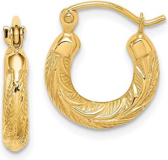 Diamond2Deal 10k Yellow Gold Round Shape Fancy Small Hoop Earrings