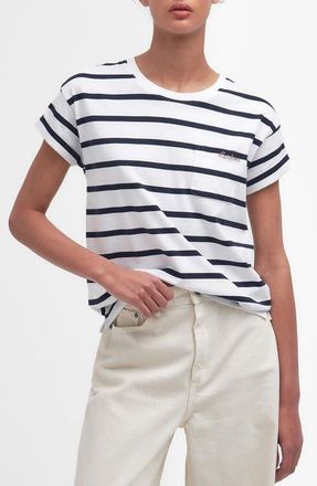 Barbour Otterburn Stripe T-Shirt in White/navy at Nordstrom, Size 10 Us