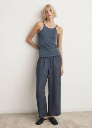 Mango Top cotone spallina sottile indaco - Donna - S - MANGO