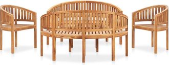 vidaXL 5 Pcs Conj. Formato De Sal&oacute;n De Jard&iacute;n Pl&aacute;tano Masivo Teca