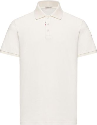 Moncler Moncler Logo Cotton Piquet Polo Shirt, Men, White, Size: 3xl