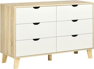 HOMCOM C&oacute;moda con cajones 120x40x76 cm blanco y natural