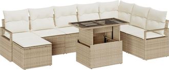 vidaXL Garden Sofa Set with Cushion 9 pcs Beige and cream vidaXL