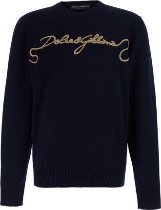 Dolce & Gabbana Navy Blue Logo Sweater