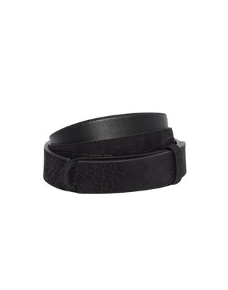 Orciani Brown Cocco Nabuk Crocodile-Effect Leather Belt