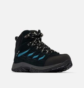 Columbia Wanderschuh COLUMBIA CRESTWOOD MID WATERPROOF, Damen, Gr. 37,5, schwarz (schwarz, skylight), Mesh, Synthetik, Schuhe Wanderschuh, wasserdicht