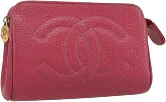 Chanel Pre-owned Clutches, female, Pink, Size: ONE SIZE Pre-owned Leather Pouch