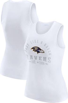 WEAR by Erin Andrews Womens WEAR by Erin Andrews White Baltimore Ravens Ribbed Graphic Tank Top at Nordstrom, Size X-Large