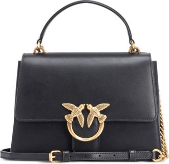 Pinko Structured Cow Leather Tote Bag With Bird Clasp Detail