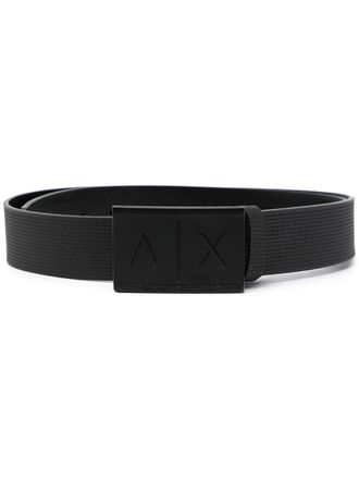 A|X Armani Exchange logo plaque leather belt - Black