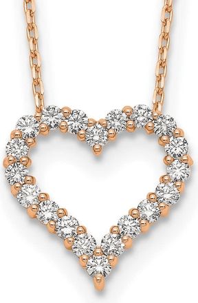 Diamond2Deal 14k Gold 1 Ct Lab Grown Diamond Open Heart Pendant Necklace 18 Clarity VS, Color D-E