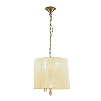 Netlighting Tiffany Pendant 3+3 Light E14+G9 French Gold Cream Shade & Crystal