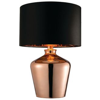 Loops 2 Pack Modern Mirror Table Lamp Gloss Copper Glass & Black Shade Feature Bedside Light