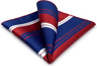 Shlax & Wing New Pocket Squares for Men Blue with Red White Stripes for Party