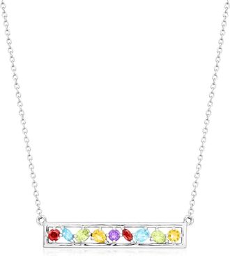 Ross-Simons Multi-Gemstone Bar Necklace in Sterling Silver