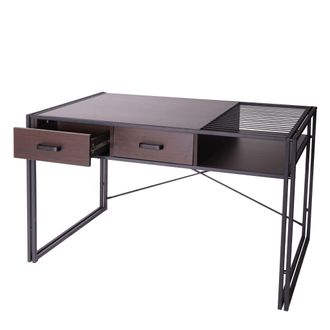 Hhg Hhg - Nunca Usado] Escritorio 453, Escritorio De Oficina Escritorio De Ordenador, Industrial 76x120x70cm, Marr&oacute;n Oscuro