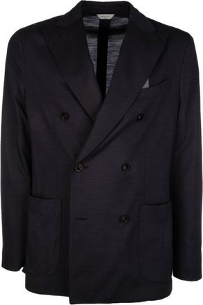 Boglioli Dark Blue Peaked Lapel Blazer