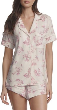 Eberjey Gisele Printed Relaxed Jersey Knit Short Pajamas in Rose Garden Cameo Pink/pale Pi at Nordstrom, Size Xx-Large