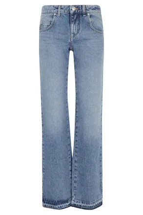 Isabel Marant Light Indigo Denala GZ Belt-Loops Flared Cotton Jeans