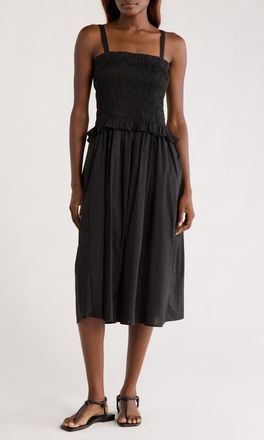 Melloday Smocked Midi Dress in Black at Nordstrom, Size X-Small