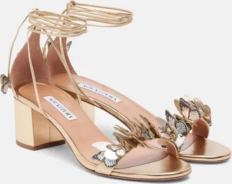 Aquazzura Papillon appliqu&eacute; metallic leather sandals