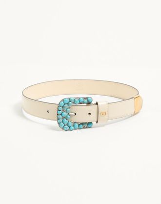 Valentino Garavani Cintura VLogo Signature In Vitello Spazzolato 30 Mm Donna BURRO 065