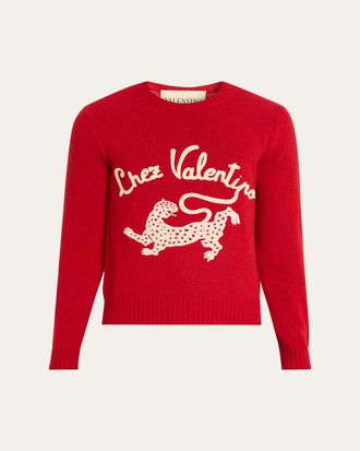 Valentino Garavani Mens Chez Valentine & Panther Wool Sweater