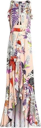 Just Cavalli Peach Ruffled Floral Dress Size XS