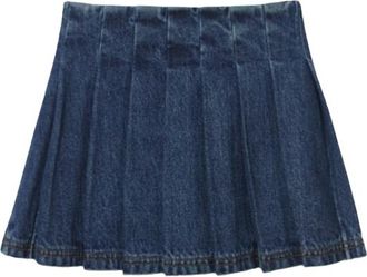 Self Portrait Pleated Denim Mini Skirt Size XS