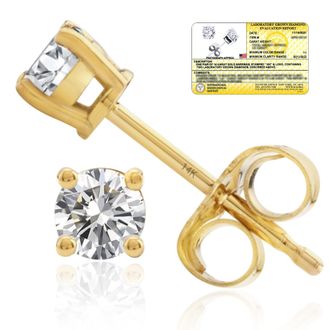MAX + STONE 14k Yellow/White Gold 1/4-2 Carat IGI Certified Lab Grown Diamond Stud Earrings