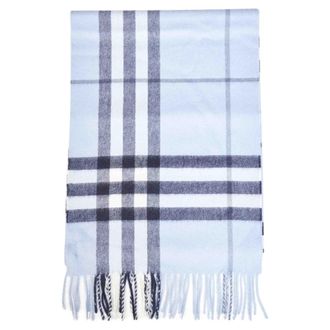 Burberry Accessoires, Dames, Blauw, ONE Size, Kasjmier, Check Cashmere Sjaal