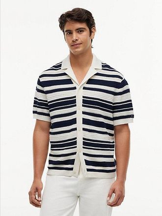 Tommy Hilfiger Regular Fit Breton Stripe Knit Short Sleeve Shirt