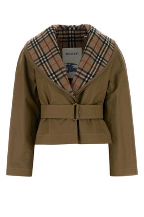 Burberry Brown Checks Shawl Neck Jacket