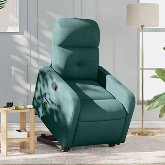 vidaXL Sill&oacute;n Reclinable Elevable Tela Verde Oscuro Vidaxl