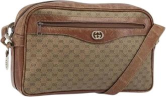 Gucci Pre-owned Micro Small GG Canvas Schoudertas - Dames - Vintage Schoudertas - Beige - ONE Size - Leer - Vintage