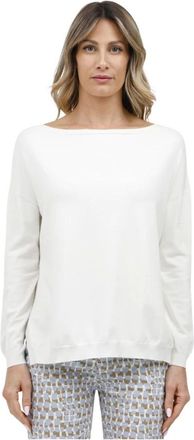 Gran Sasso Long Sleeve T-Shirts, female, White, S, Boatneck Viscose Top