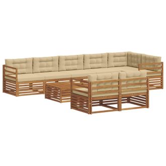 vidaXL Conjunto De Sof&aacute;s De Exterior Con Coj&iacute;n 9 Pcs Natural Y Beige Vidaxl