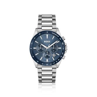 BOSS Link-bracelet chronograph watch with blue textured dial