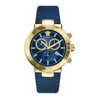 Versace Watches, male, Blue, Size: ONE SIZE Chronograph Urban Mystique Blue Leather Watch