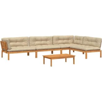 vidaXL Set De Sof&aacute;s De Palets De Jard&iacute;n Y Cojines 5 Pzas Madera Acacia Vidaxl