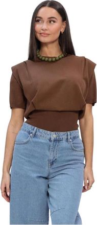 Notre-V Truien & Vesten, Dames, Bruin, 2Xl, Linnen, Nv-Heneline Sweater