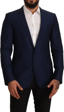 Dolce & Gabbana Mens Navy Blue Slim Fit Jacket Martini Blazer Light Virgin Wool Clothing
