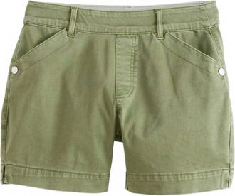 Tribal Womens Pull On Hem Slit Short In Loden