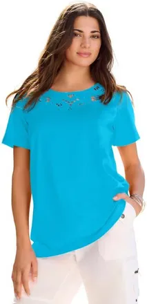 Roaman's Plus Size Eyelet Cutout Tee in Ocean at Nordstrom, Size Medium